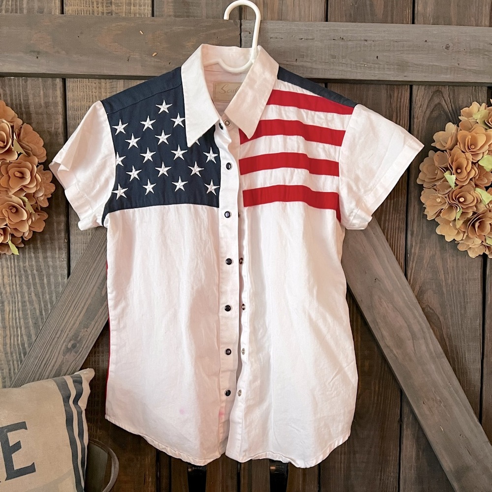 Patriotic short sleeve western snap shirt